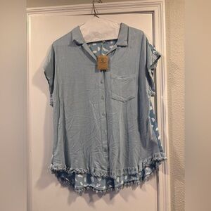 Umgee Light Blue Button-Up Top